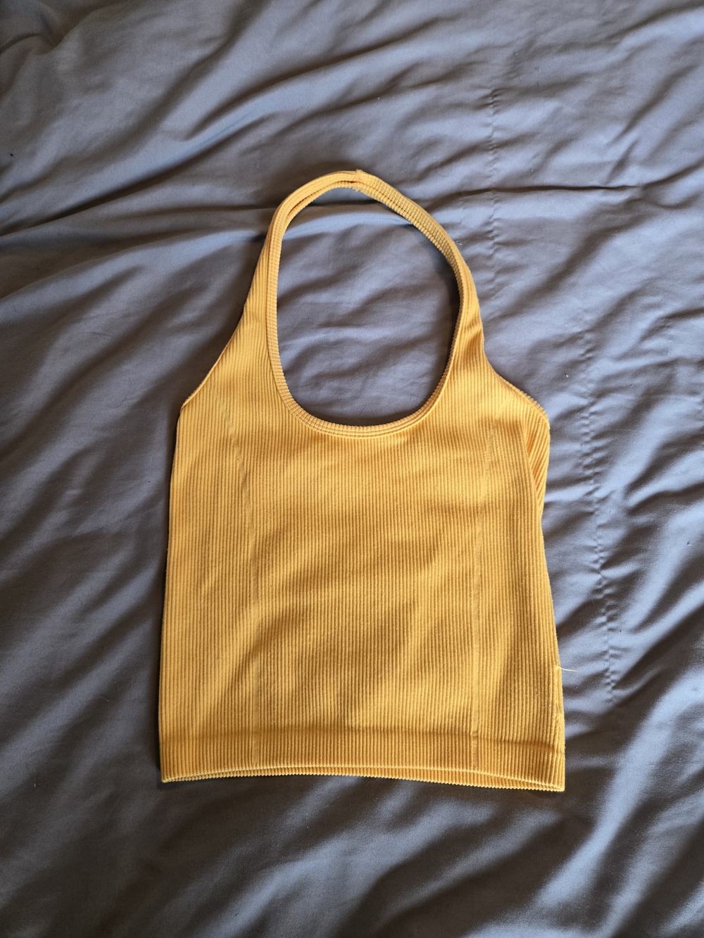 American Eagle Ribbed Halter Tank Top - Mustard Yellow